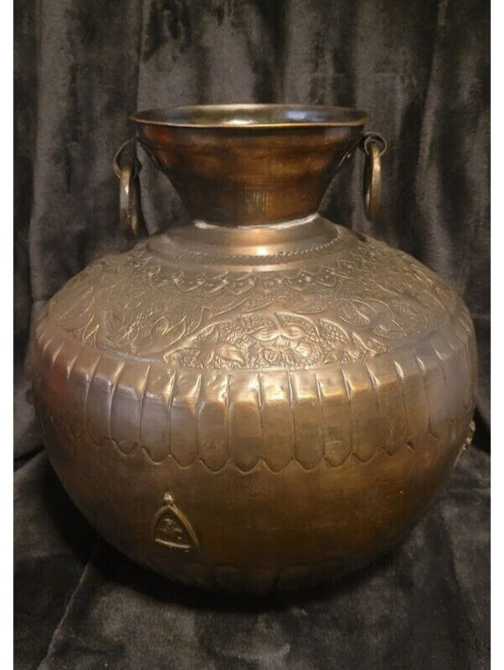 Intricate Indian Handcrafted Hammered Brass Kalash Planter- Vintage Decor